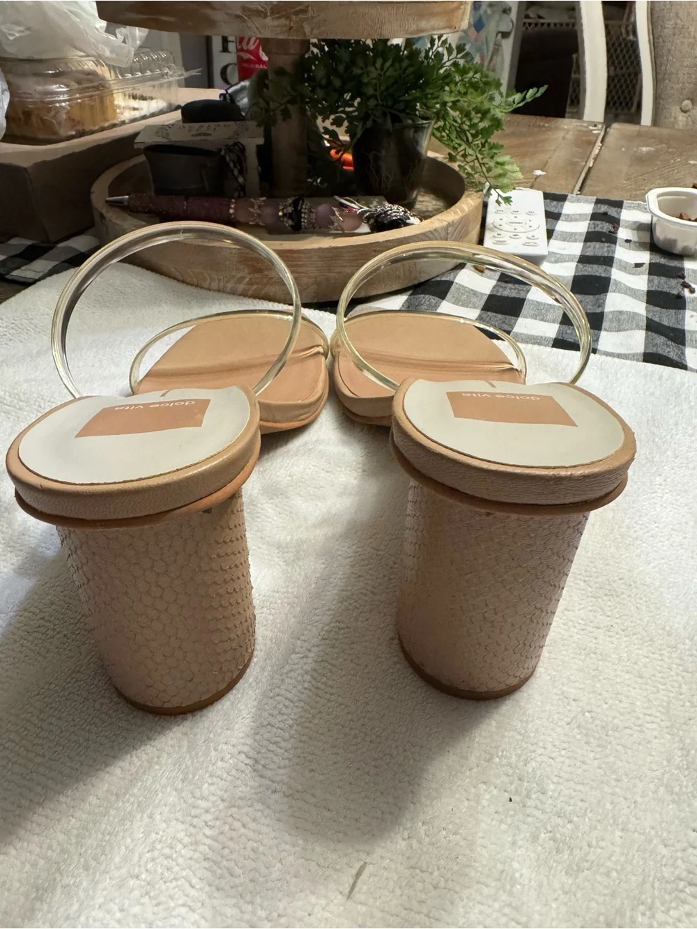 Dolce Vita Clear-Strap Square-Toe Sandal in Nude/Tan